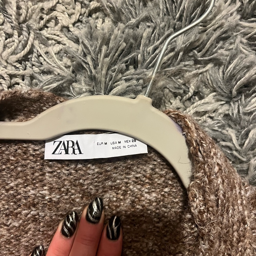 Zara Marled Brown Knit Cardigan & Crop Tank Set - Picture 6 of 7
